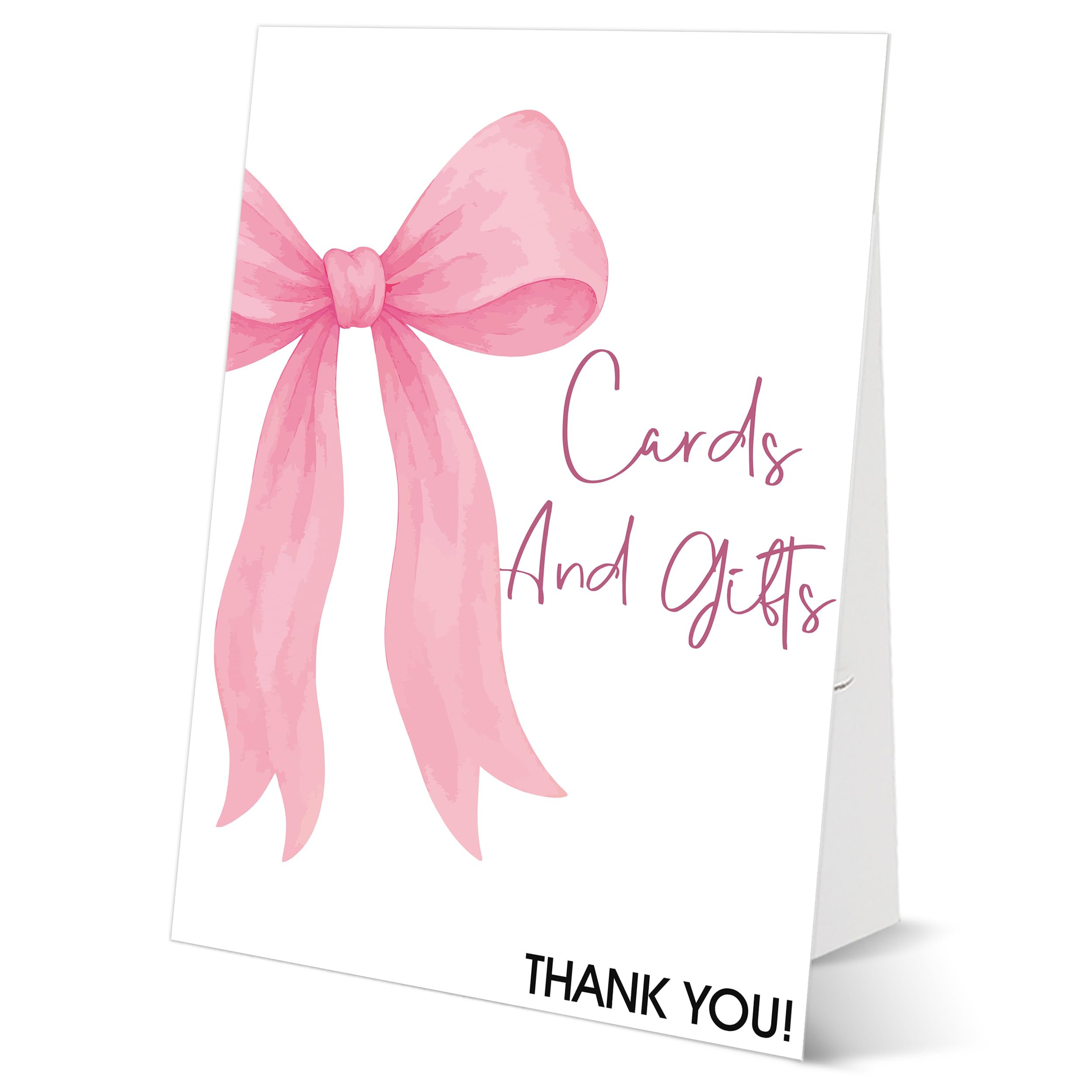 Photo 1 of [DAMAGED FLAP] Pink Bow Bridal Shower Sign, Cards and Gifts Sign, Include One 8×11 Signs with Holder, Bridal Shower Centerpieces for Tables, Wedding Decor Supplies - SD01