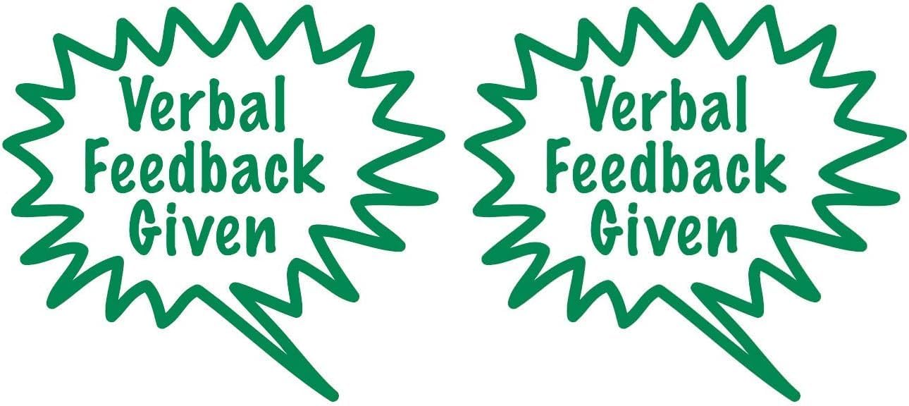SuperStickers Stamper Solutions Verbal Feedback Given Pre-Inked Stamper, Green, 25mm (Pack of 2)