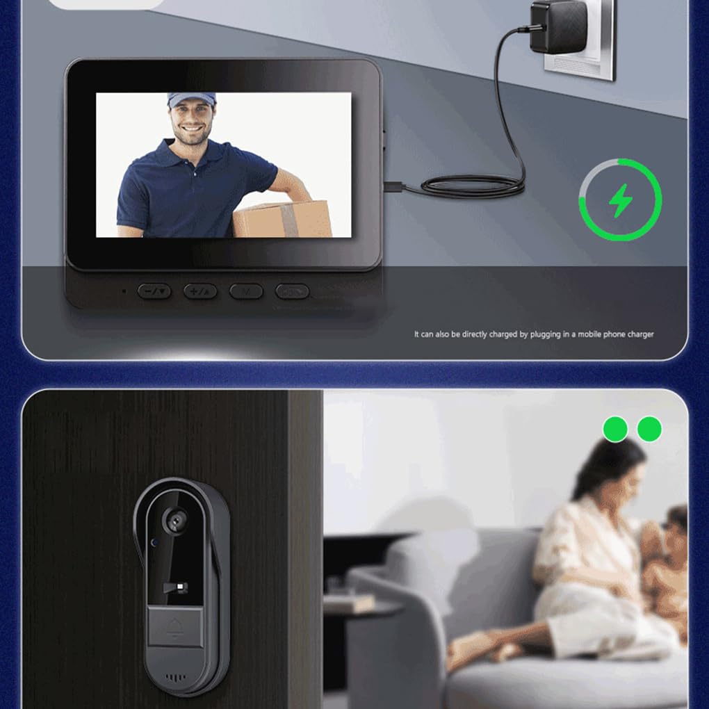 Timbre Inteligente con cámara de definición de 800 W y conexión | inalámbrica que mejora la seguridad del hogar. Timbre con carga USB, cámara, wifi, inalámbrico.