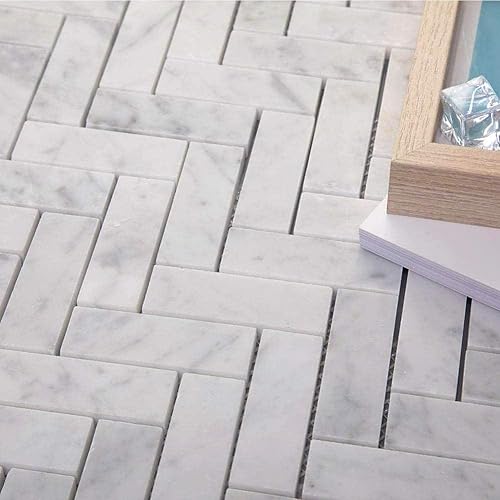 Miniatura 4 de Azulejo de mosaico hexagonal de mármol de carrara blanco italiano de 4 pulgadas, mate para cocina, baño, pared y piso, 5 hojascaja
