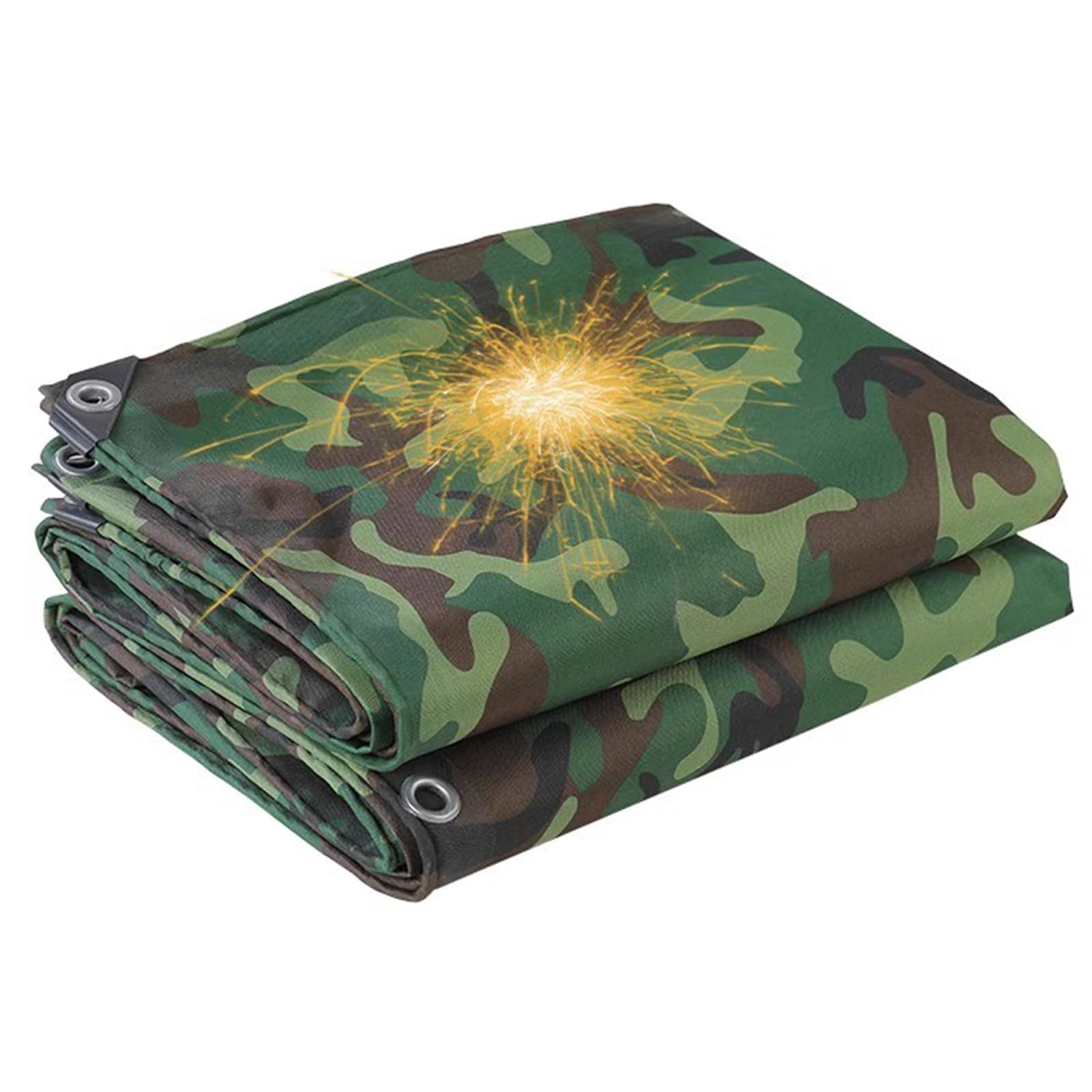 Lona resistente duradera con ojales perimetrales y tejido de camuflaje impermeable