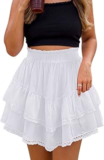 Kikula Women's Skirts Summer Layered Ruffle High Waist Skorts Mini Skirt