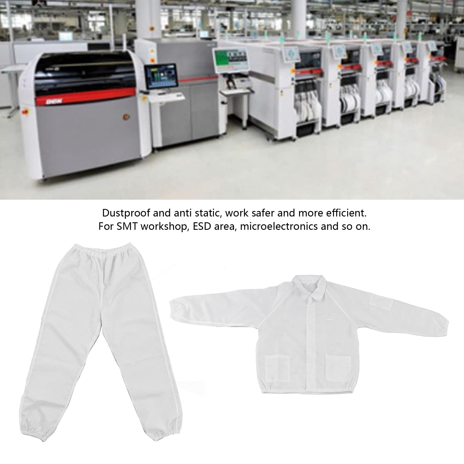 Leapiture ESD Workwear Protection Overall Anti Static Polyester Protective Working Suit White Split Design for Workshop(3XL-white) - Image 4