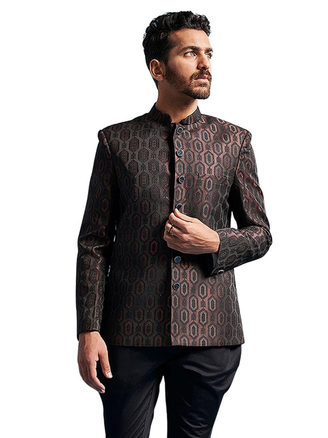 vastramay Men's Jodhpuri - Silk Blend Jacquard Jodhpuri For Men.-picture-34
