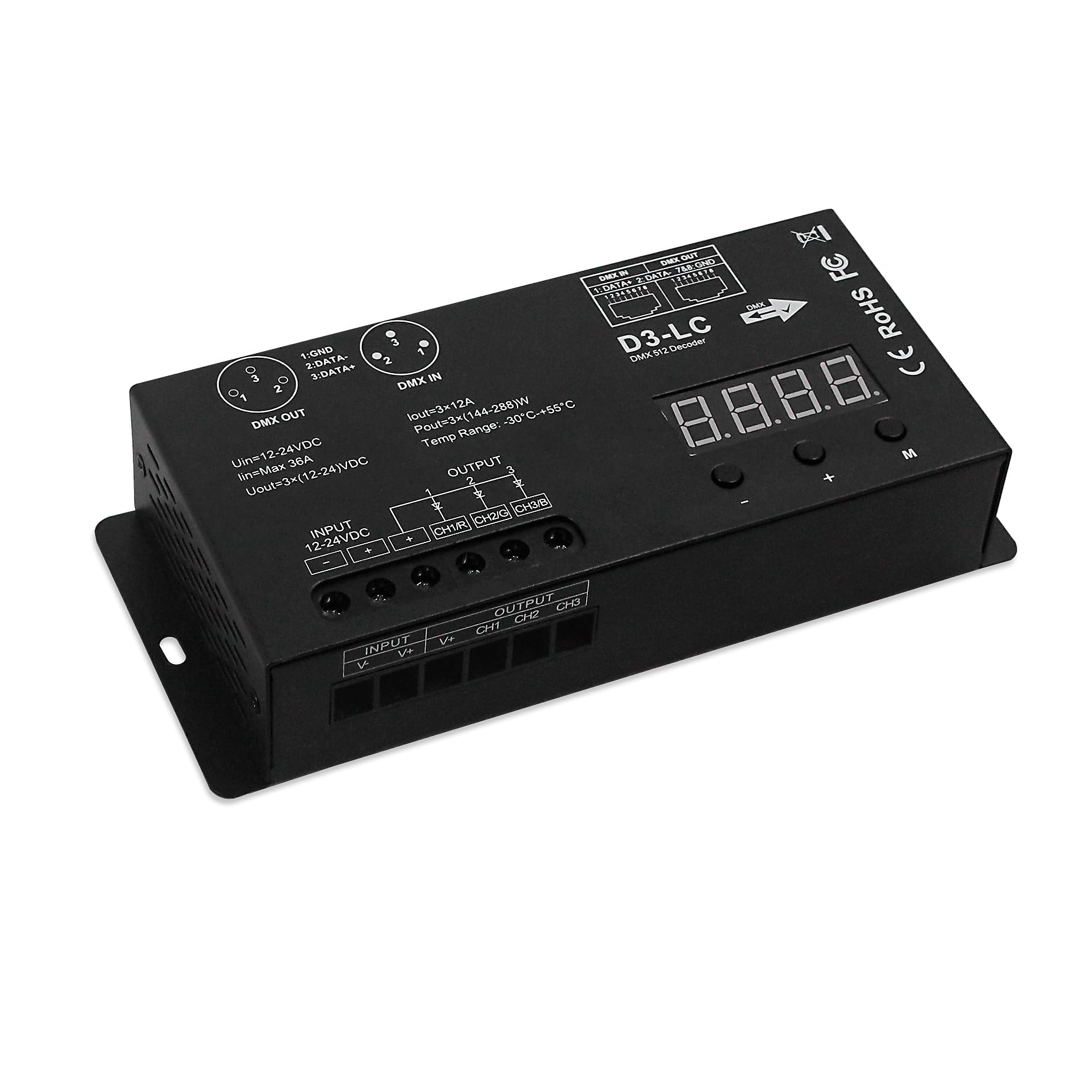 Controller DMX512 A 6 Canali Per LED RGB – 12 Canali PWM, Alimentazione 5-24V, Per Strisce E Progetti Luce