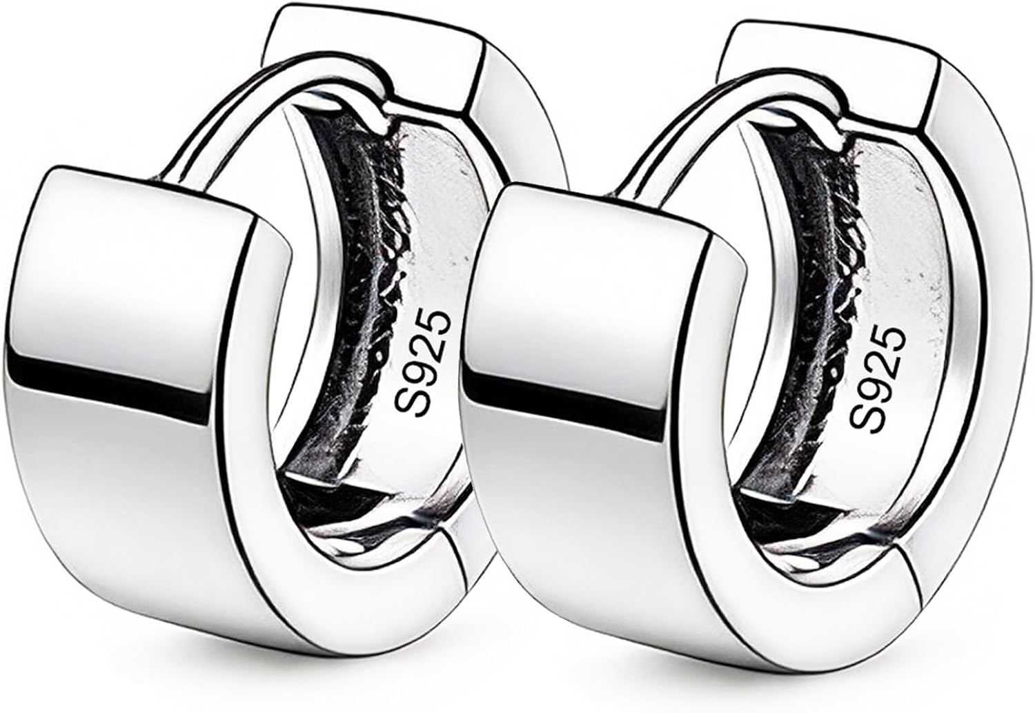 Italian Sterling Silver Earrings for Men Hoop Huggie Earring Polished, Jewelry for Alentine's Day, Father's Day, Thanksgiving Gifts, Birthday Presents