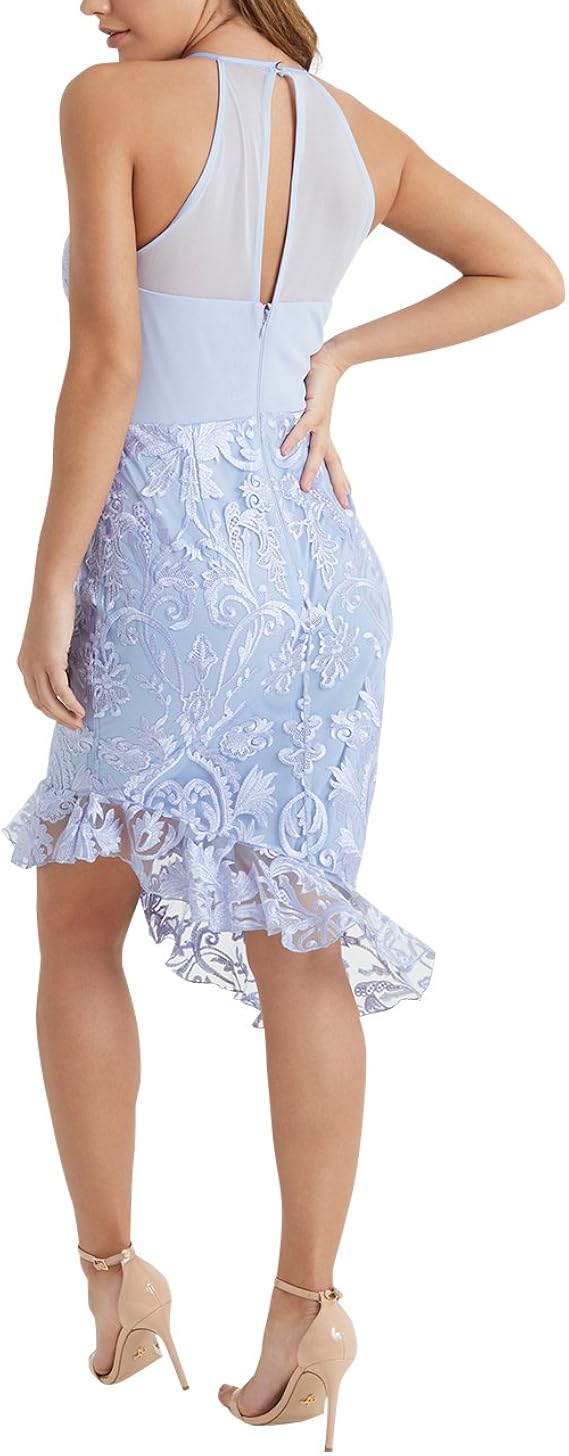 lipsy halterneck assymetric hem bodycon dress