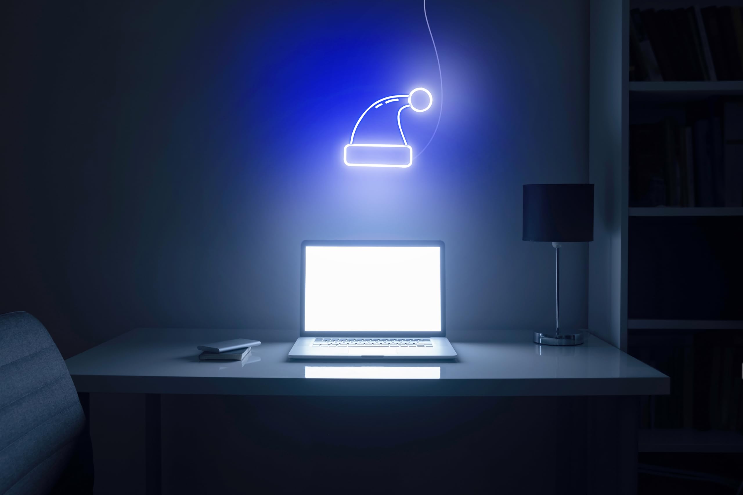 ADVPRO Letrero de neón LED de silicona flexible con sombrero de Navidad, blanco y dorado, st16s66-fnu0115-we