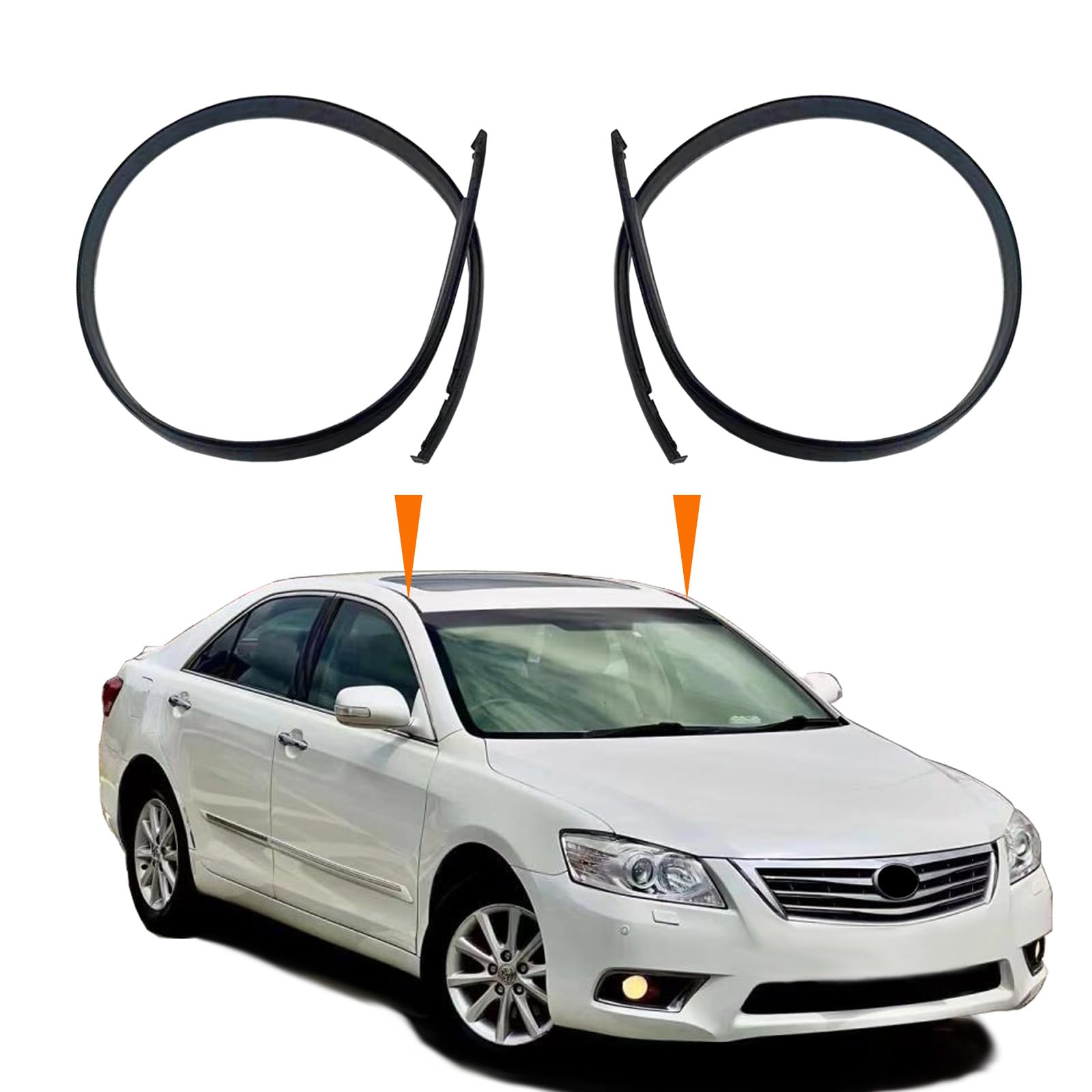 Miyimore Black 2Pcs Roof Drip Molding Weatherstrip Fit For Toyota Camry 2007-2011, Left & Right Side Roof Trim Seal Kit Replace 75555-06030 75556-06030