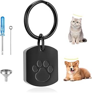 Pet Ashes Keepsake Urn for Dog Ashes – Mini Paw Print Cremation Keychain Memorial Urn, Small Pet Urn for Cat or Dog, Includes Filling Funnel, Pin & Screwdriver for Easy Use
