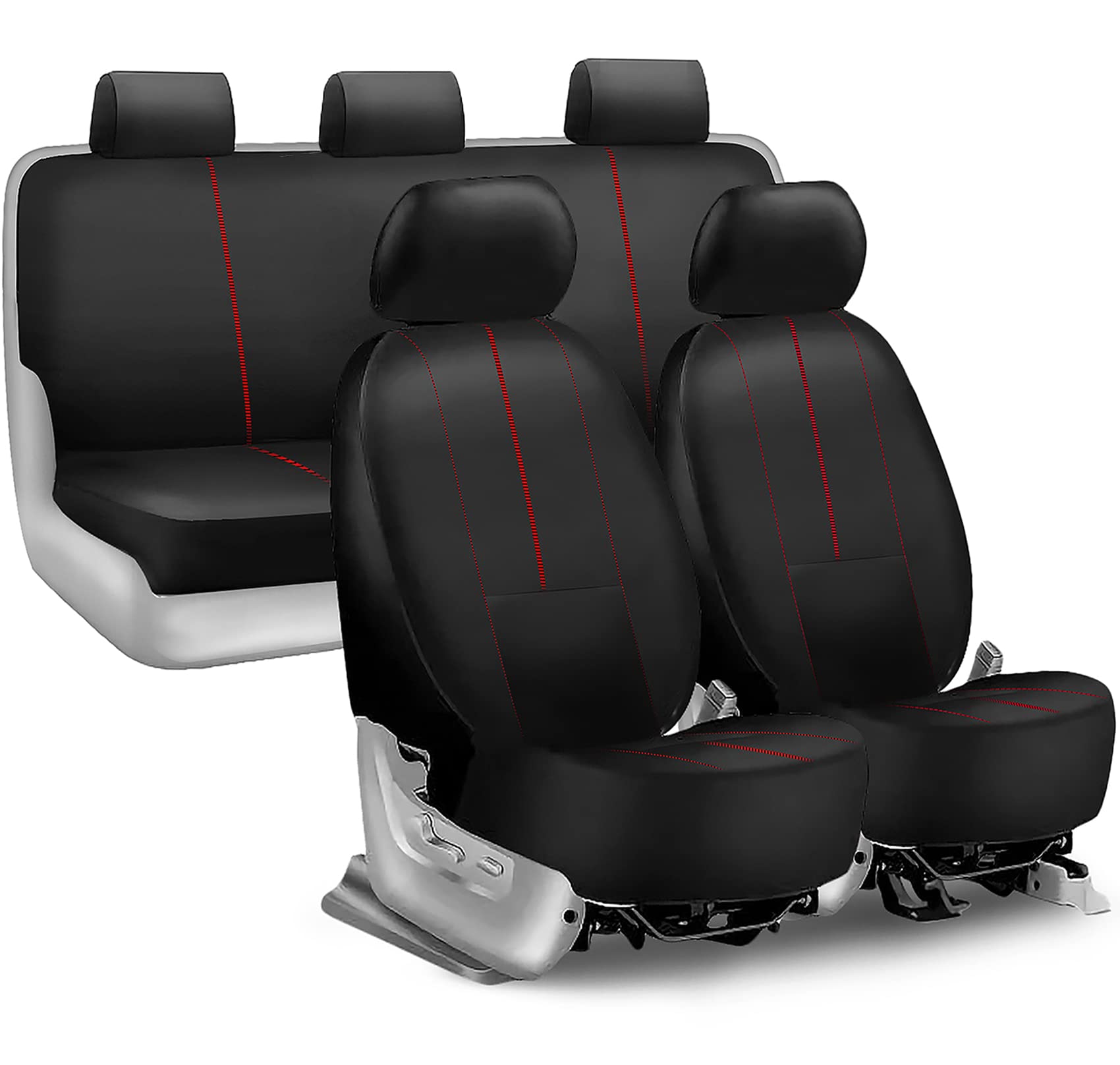 Magiona Waterproof Car Seat Covers Full Set 8pc Neoprene Front and Rear Seat Covers Quick Install Universal for Auto Truck Van SUV Jeep Black