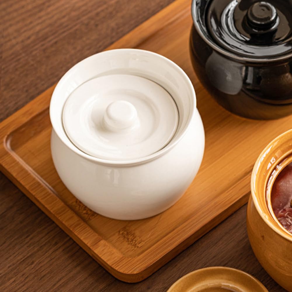 Tureen de porcelana, elegante olla de sopa con tapa para conservar el sabor natural, color blanco
