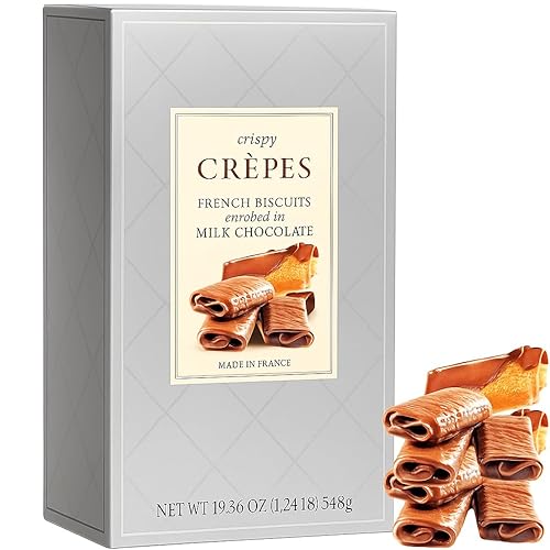 Miniatura 3 de Crepes - Caja de regalo de galletas francesas cubiertas de chocolate con leche, galletas de crepé crujientes  Galletas de chocolate europeas gourmet