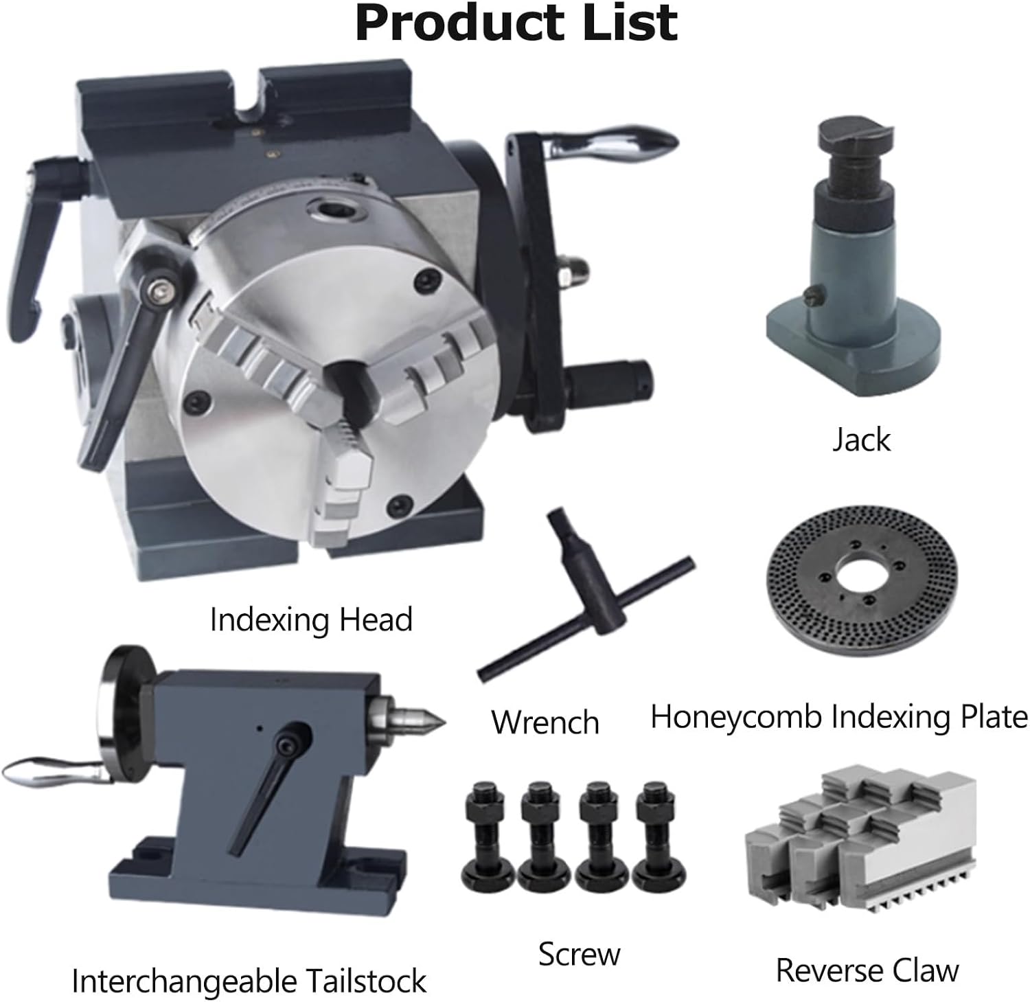 Universal Milling Machine Indexing Head with Tailstock Indexing Plate CNC Milling Machine, Vertical/Horizontal Dual-Purpose Type Reduction Ratio 1:40(8in/200mm)