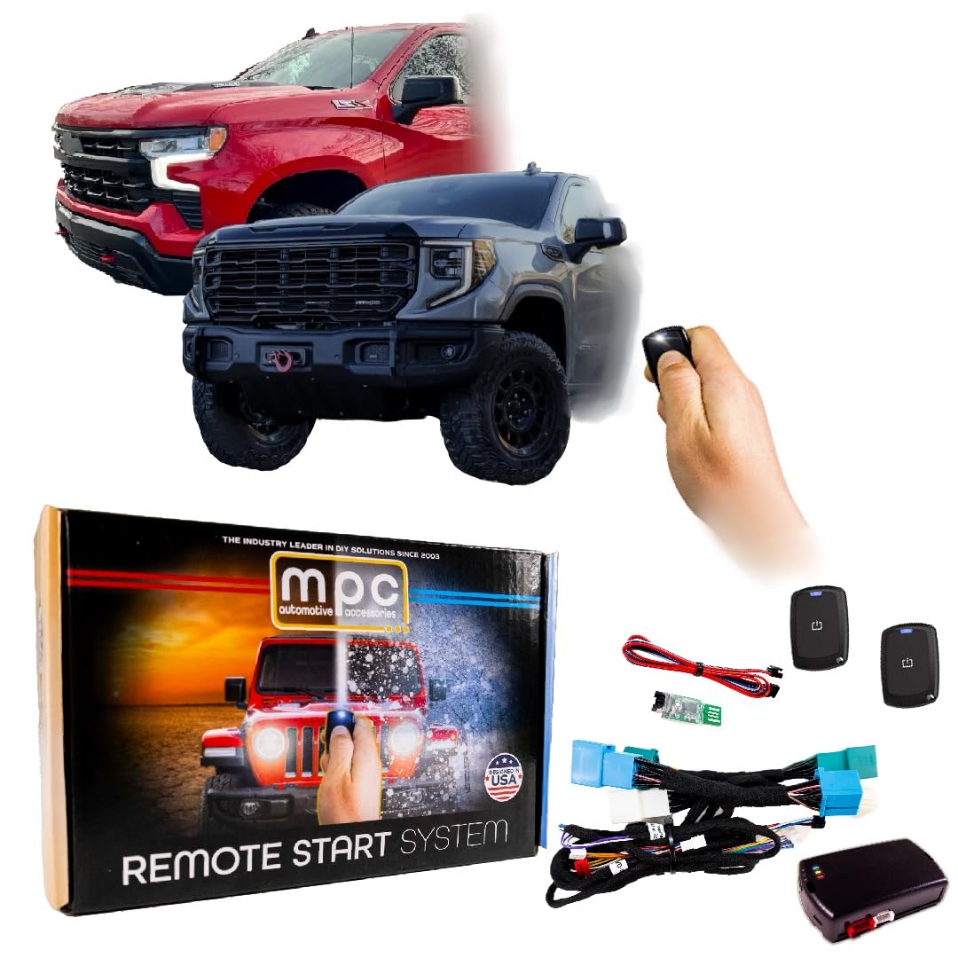 MPC Remote Start Kit for Chevy Silverado/GMC Sierra 1500/2500/3500 2015-2023 || 2X Long Range 2,000ft 1-Button Remotes || Plug and Play || Key to Start Only || USA Tech Support