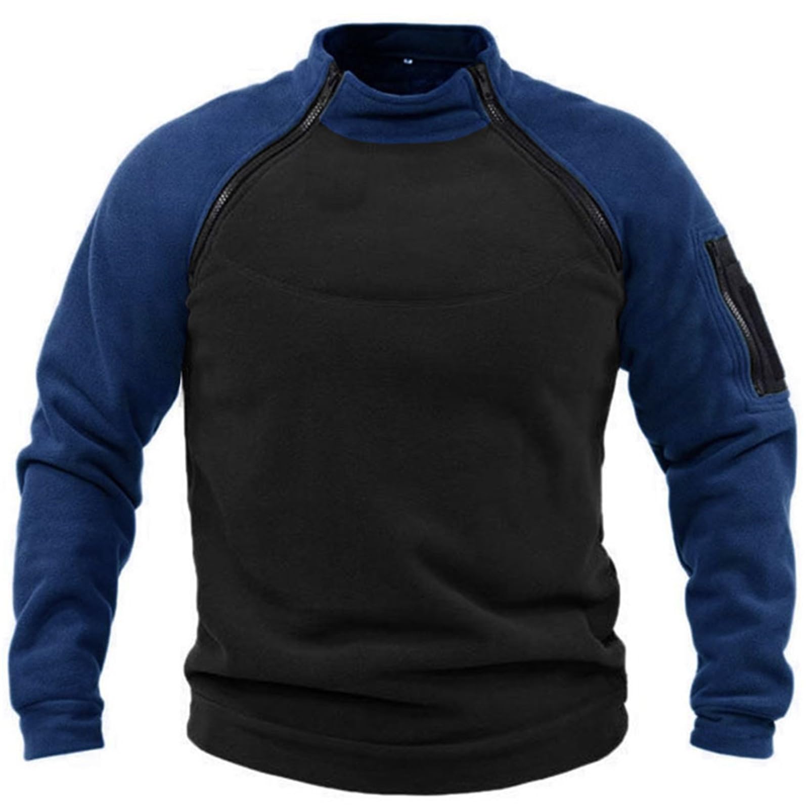 Fleece Pullover Men's Military Outdoor Fleece Jacket Warm Tactical Combat Fleece Pullover Tactical Jacket Fleece Jacket Winter Jumper Sports Jumper Tops Army Windproof Pullover Navy S