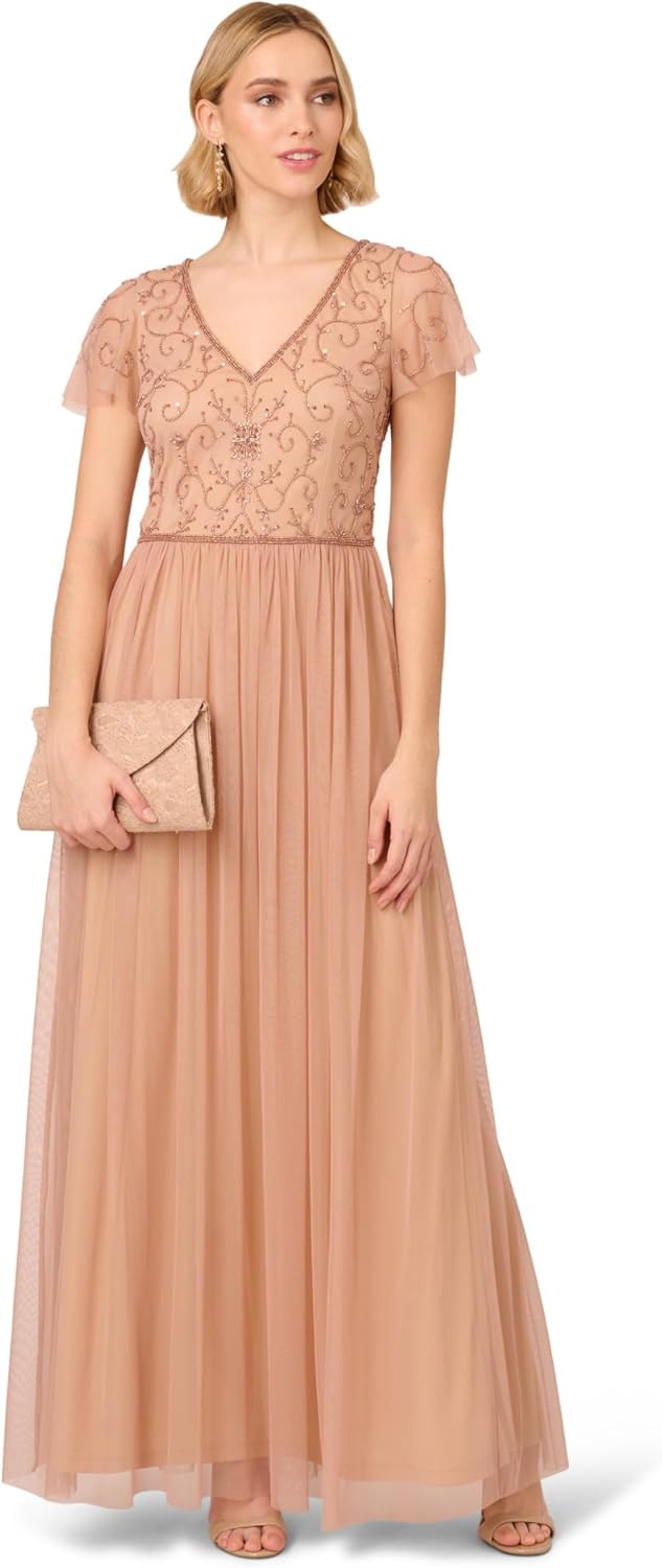 Adrianna Papell Womens Beaded Long Dress - Image 3