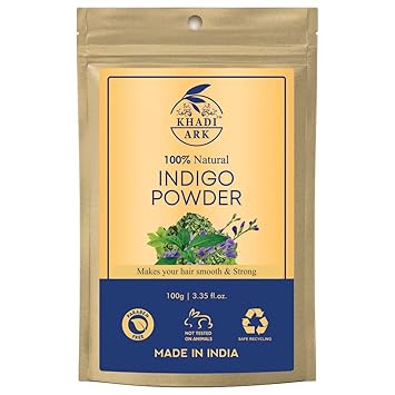Khadi Ark Indigo Powder Organic Herbal for Natural Black Silky & Shiny Strong Healthy Hair & Reduce Hair Fall-100 GM