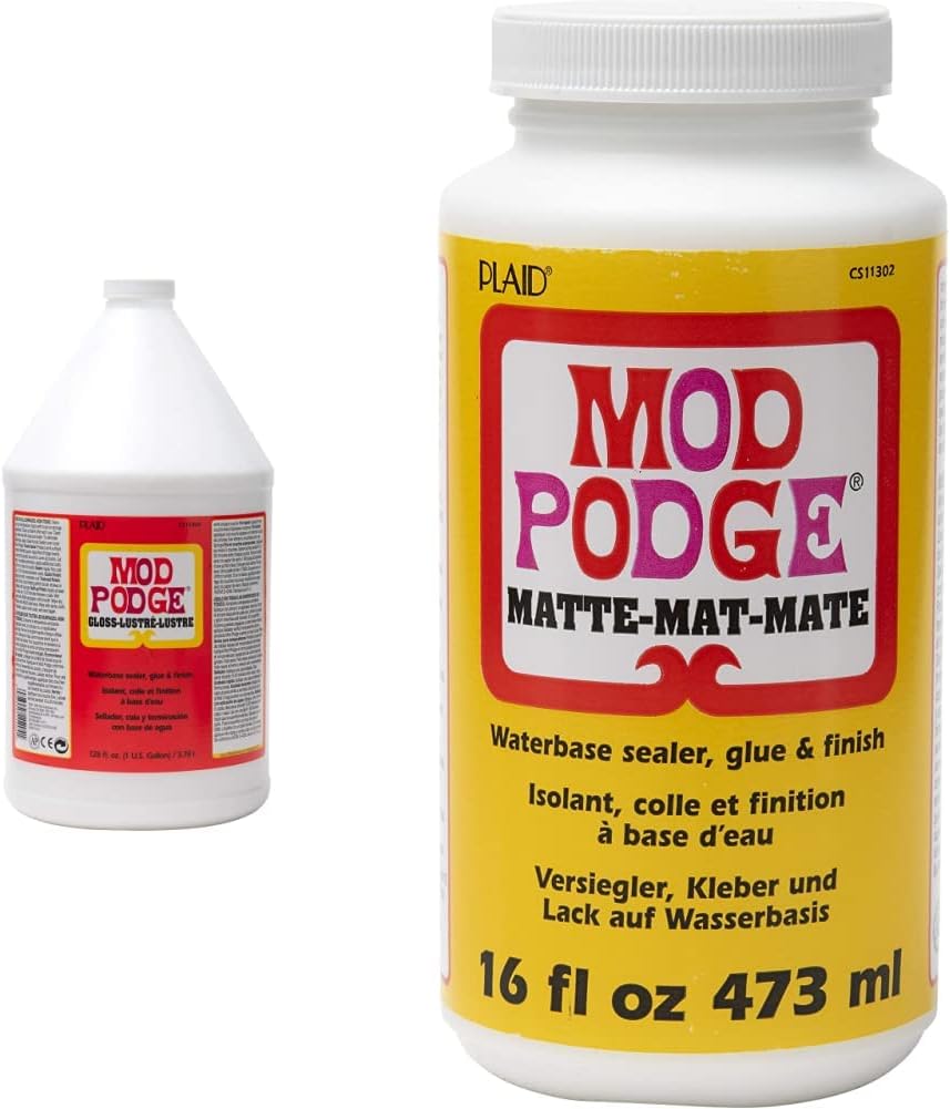 Mod Podge Sealer and Finish, Gloss, 1 Gallon Jug & CS11302 Waterbase Sealer, Glue and Finish, 16 oz, Matte