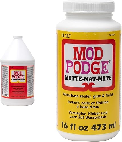 Mod Podge Sellador y acabado, brillo, jarra de 1 galón y sellador de base de agua CS11302, pegamento y acabado, 16 onzas, mate