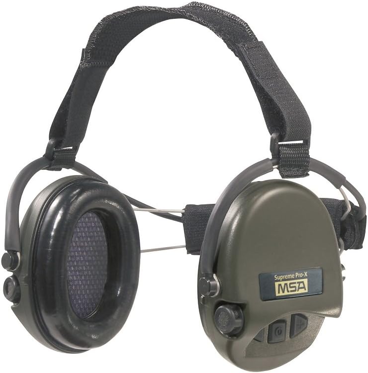 MSA Sordin Supreme Pro X neckband SOR76302/X active professional hearing protection, green cups design, AUX IN.
