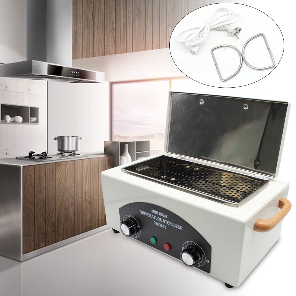 Esterilizador de aire caliente para uñas, 300 W, dispositivo desinfectante con temporizador de control para dispositivos médicos (1,9 L)