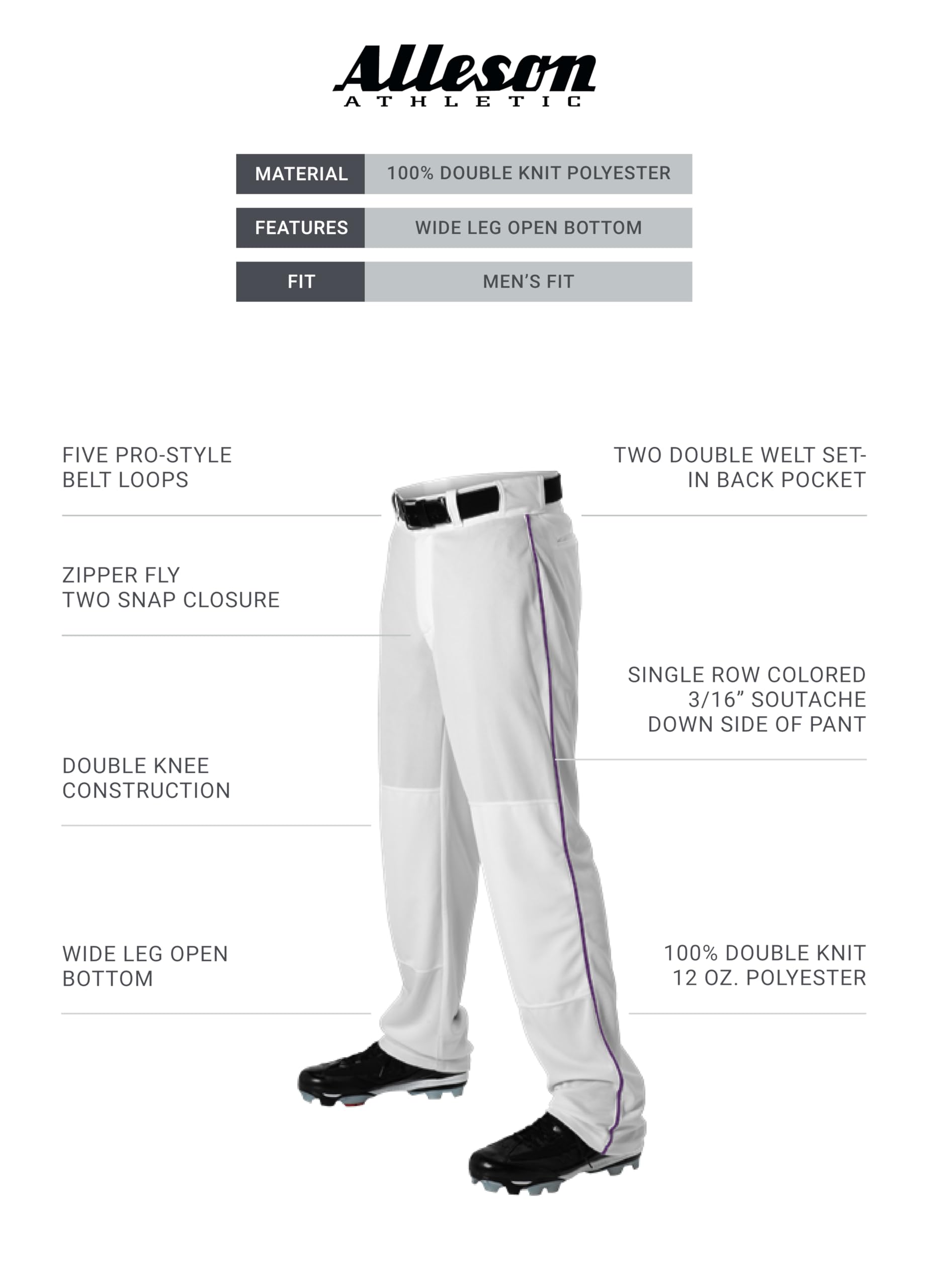 Alleson Athletic Pantaloni da Baseball Unisex con Treccia
