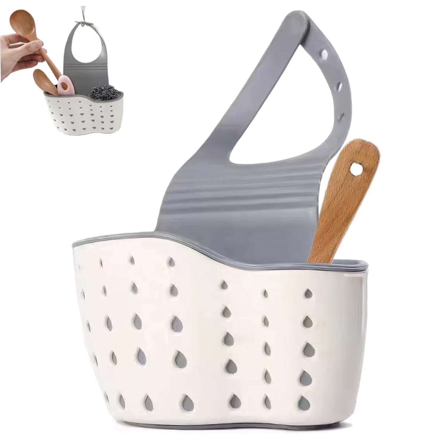Kitchen Sink Caddy 8 3x3 4x5 9 Inch Kitchen Sink Sponge Holder with Adjustable Strap Drain Hole Hanging