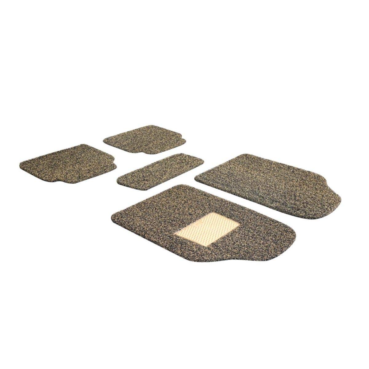 Carrogen Universal Car Floor Grass Mat 18mm Thickness with Heal Pad | Anti-Skid | Waterproof Compatible with Ford Fusion -All Models (Beige & Coffee)