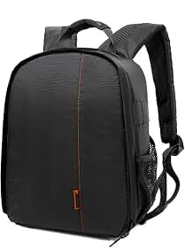 Elonglin Mochila Fotográfica Impermeável Bolsa para Câmera DSLR/LSR e Acessórios Laranja