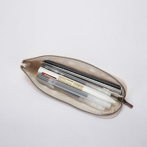 Miniatura 8 de Estuche para lápices, bonito estuche delgado y delgado, estuche pequeño para bolígrafos, simple y elegante, lona de algodón ligero