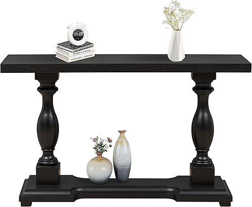 HomVent Mesa auxiliar de madera maciza con parte superior de madera maciza, mesa auxiliar de sofá redonda rústica con pedestal, mesa de centro disponible en Yaxa Colombia