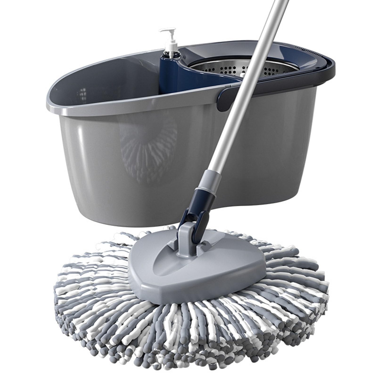Sistema de fregona giratoria con mango ajustable, almohadillas de microfibra, limpieza eficiente del suelo para el hogar, fácil uso, brillo sin rayas, perfecto para madera dura y azulejos