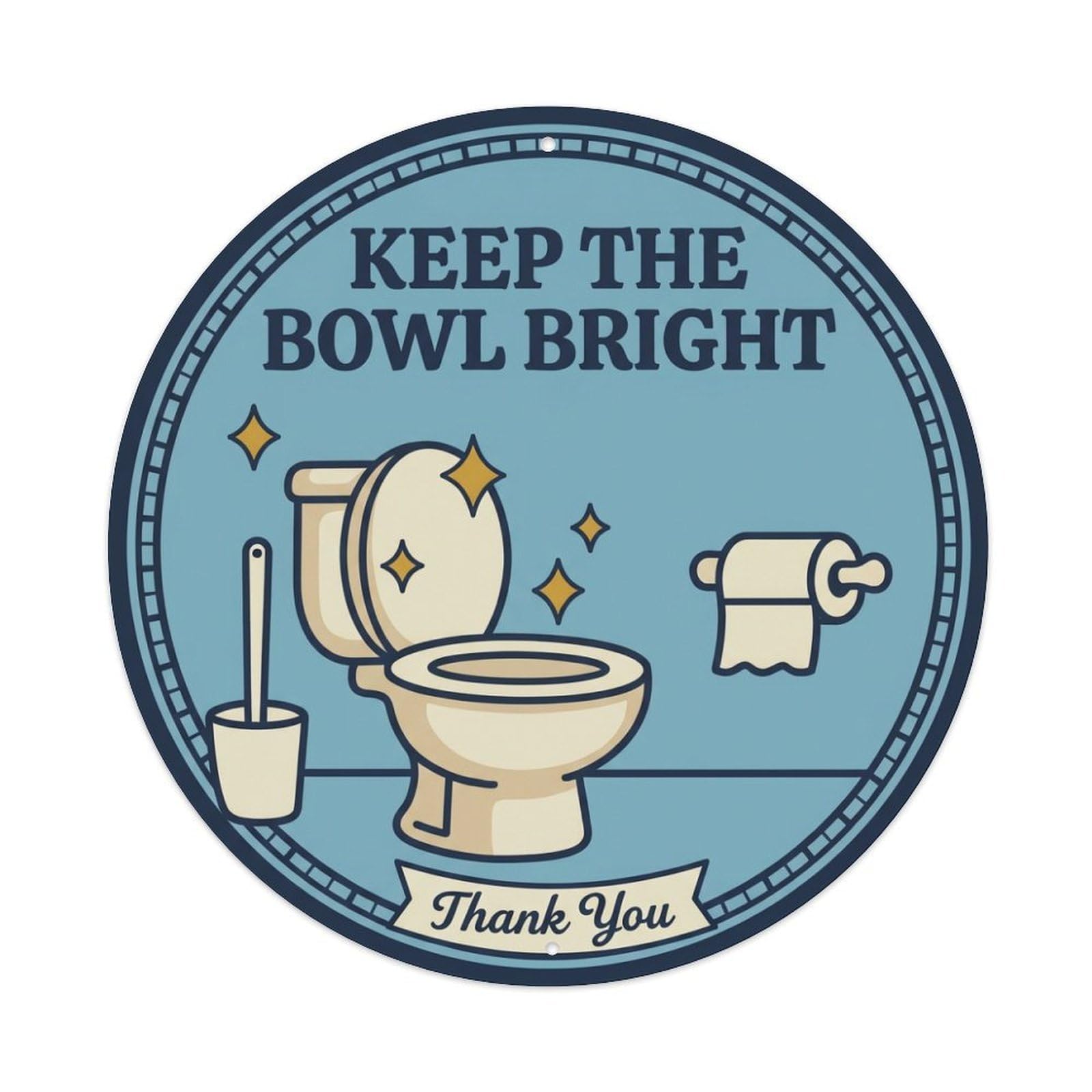 Metal Tin Sign Toilet Clean Bathroom Reminder Keep The Bowl Bright