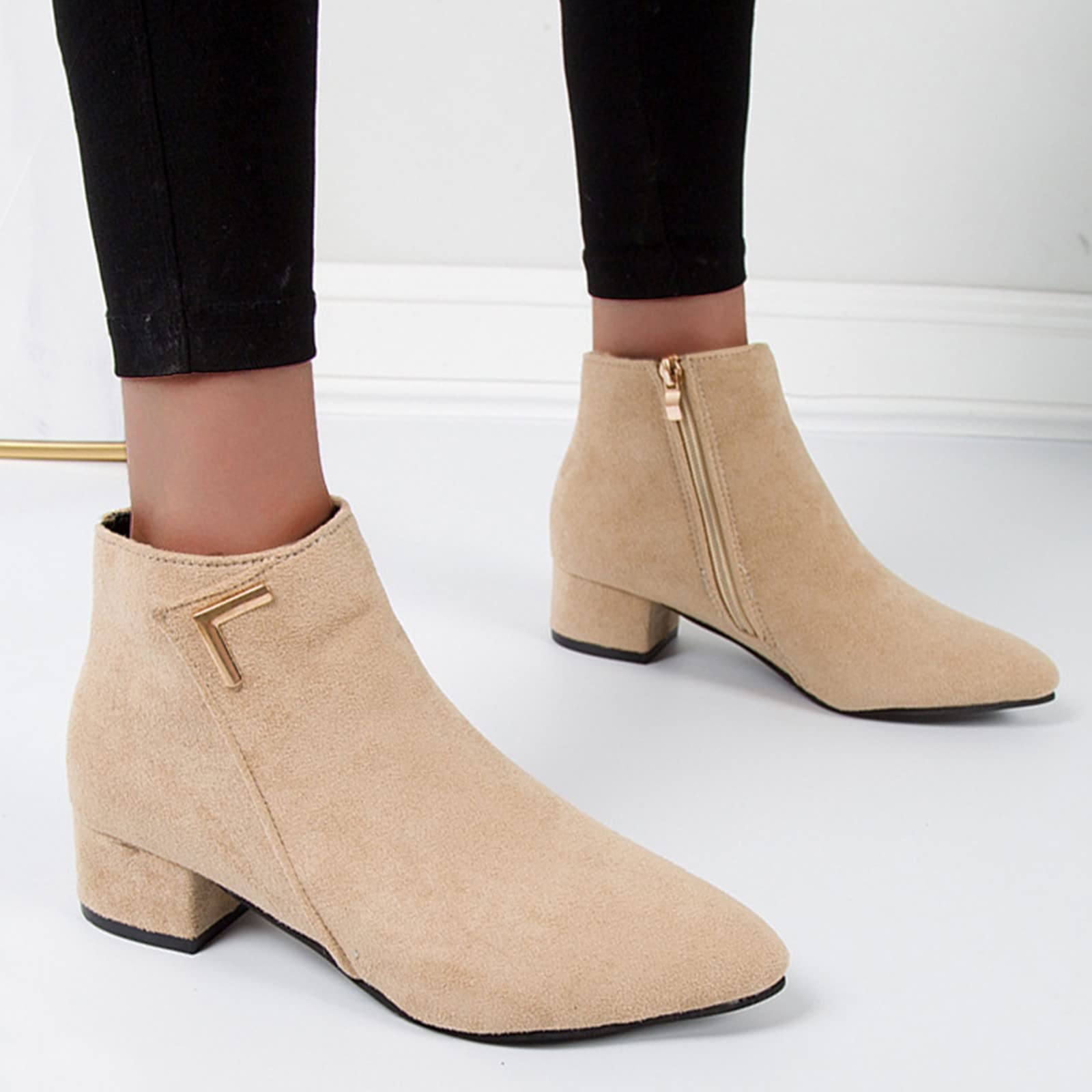 Termico retrò tacchi cerniera alta traspirante stivali donna corti scarpe alla moda goffo stivali donna