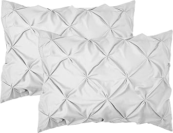 Elegant Comfort 2-Pack Sham Set Pinch Pleat Design, 1500 Premium Hotel Quality Microfiber, Stylish Design-Easy Care, Wrinkle and Stain Resistant, 2-Piece Sham Set, Pleated Standard/Queen, White
