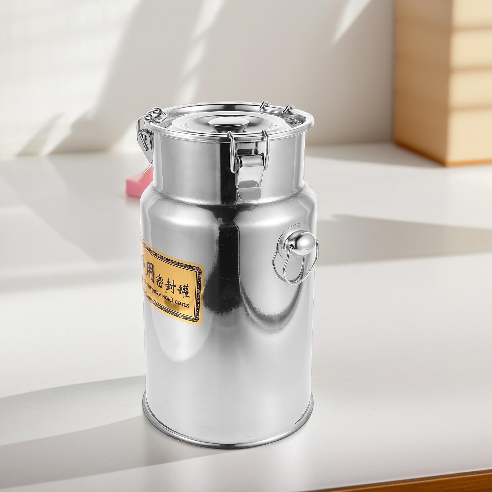 SOLUSTRE Luftdichter Edelstahl Lagerbehälter 7l Silber mit Deckel und Griff