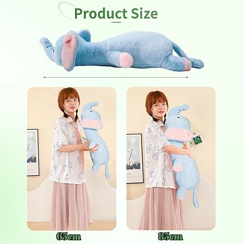 Miniatura 7 de Quioee Peluche de elefante, almohada suave de felpa de elefante para niños, lindas almohadas de peluche de elefante, cumpleaños para niños (33.46