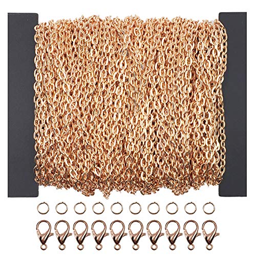 WUBOECE 39 Feet Curb Chain Necklace Bulk Cable 2mm Width with 30 Lobster