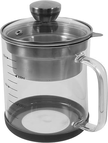 Miniatura 7 de Yardwe Colador de yogur con tapa, 33.8 fl oz, filtro de leche de nuez transparente con escala, jarra de vidrio para bebidas de jugo de leche fría o