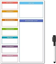 TMS Magnetic Weekly Planner and Dry Wipe Pen, Meal Planner and Shopping List, Fridge Whiteboard for Meal Prep, Notes and Reminders, Daily Plan - Dry Erase Memo Board, Kitchen or Office