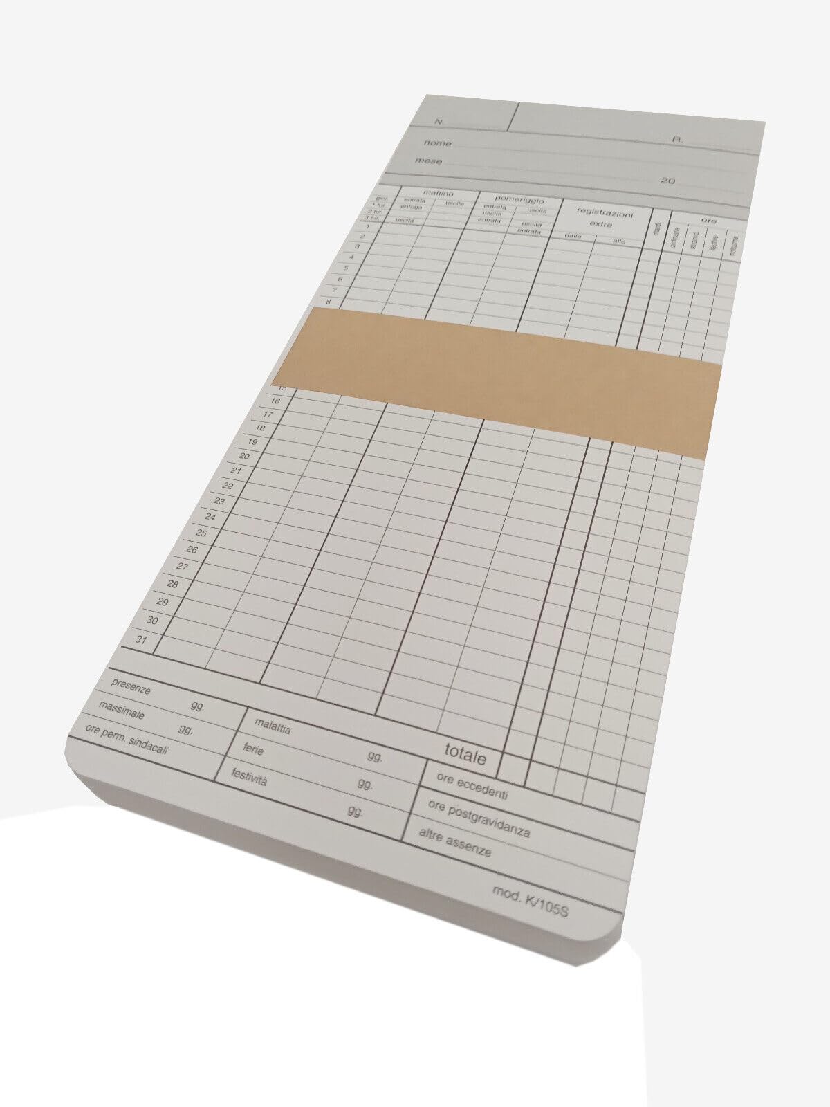 Cartellini Mensili Modello K/105S/31, Solari Udine