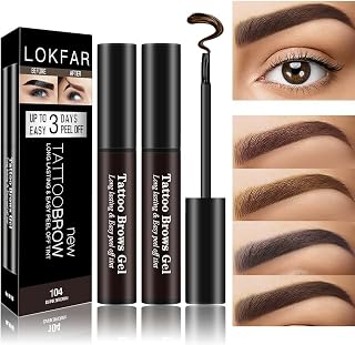 LSxia 2 Pack Peel Off Tattoo Eyebrow Gel Dark Brown - Waterproof, Long-Lasting Up to 3 Days, Easy Removal Natural Brow Tattoo