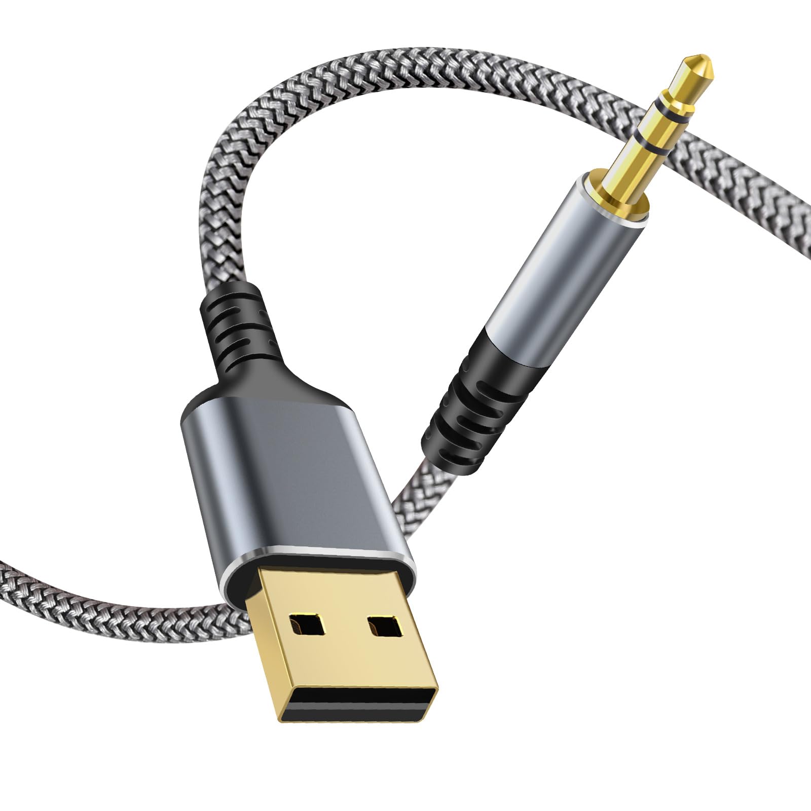 Amazon | USBから3.5mmオーディオAUXケーブル、16フィートのUSBオス
