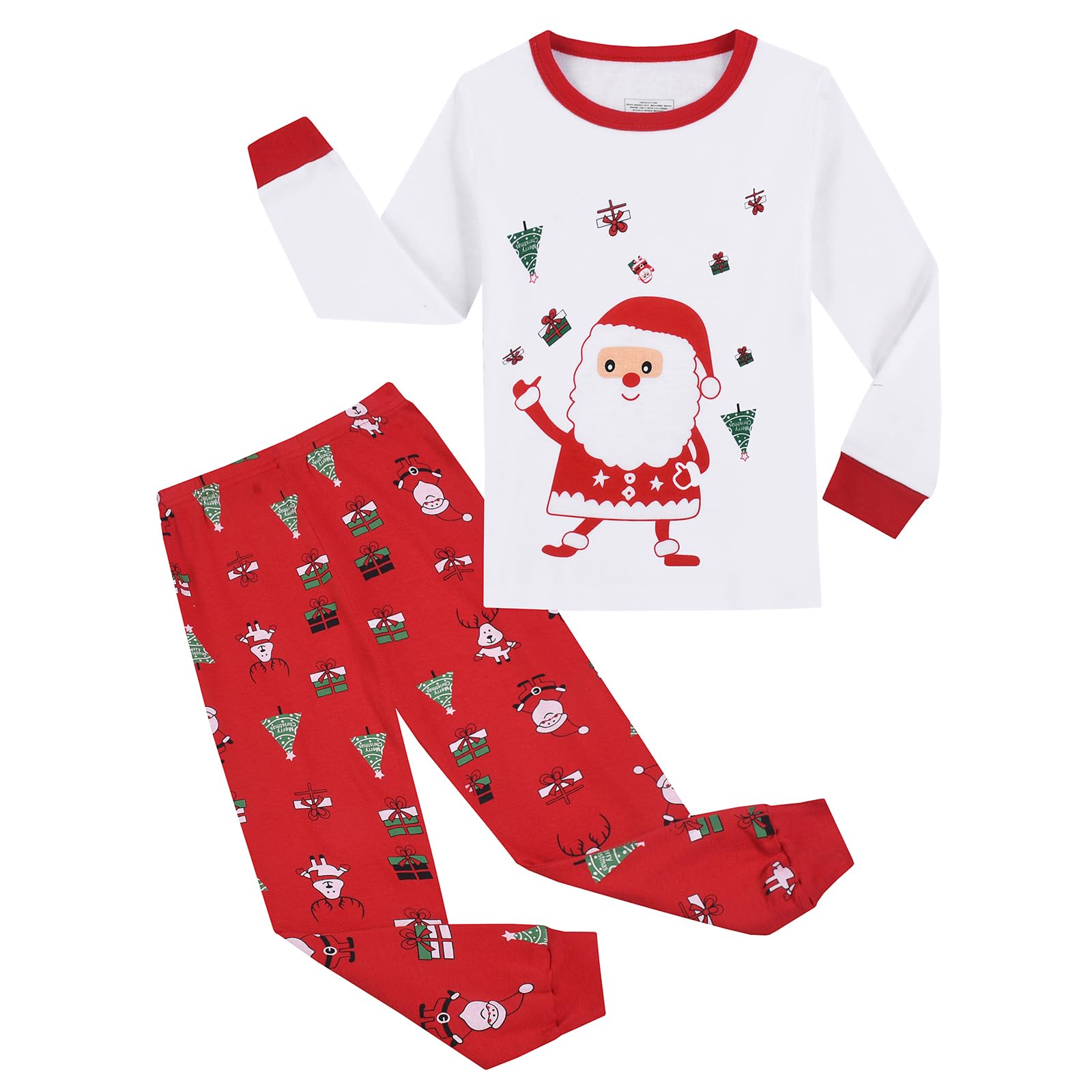 Gumyoss Pigiama di Natale per Bambini Pigiama per Bambine Maniche Lunghe Cotone Due Pezzi 2-12 Anni