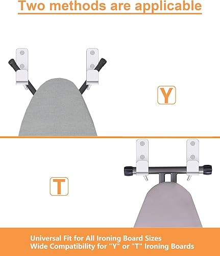 Miniatura 2 de Soporte para tabla de planchar para montaje en pared, acero inoxidable 304, pata en T para tabla de planchar ajustable a distancia, gancho de