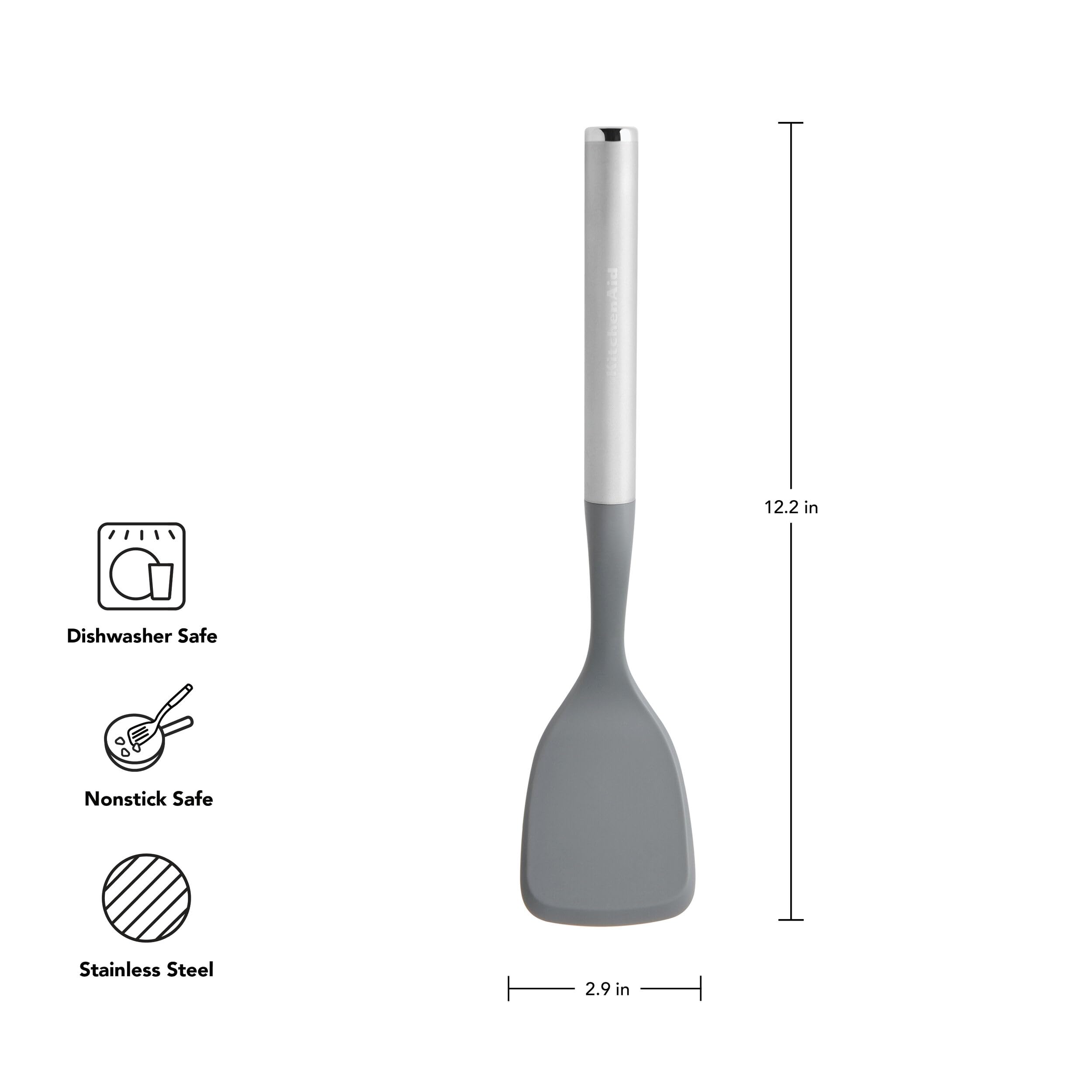 KitchenAid Kurzer Pfannenwender mit kompaktem Edelstahlgriff für zusätzliche Kontrolle, antihaftbeschichtet, langlebig, spülmaschinenfest