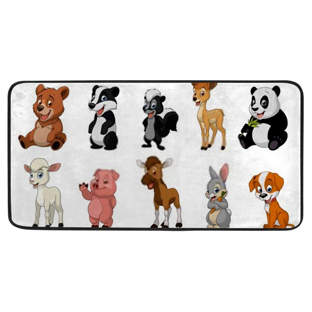 Tapis de cuisine panda antidérapant et sécurisé en polyester doux