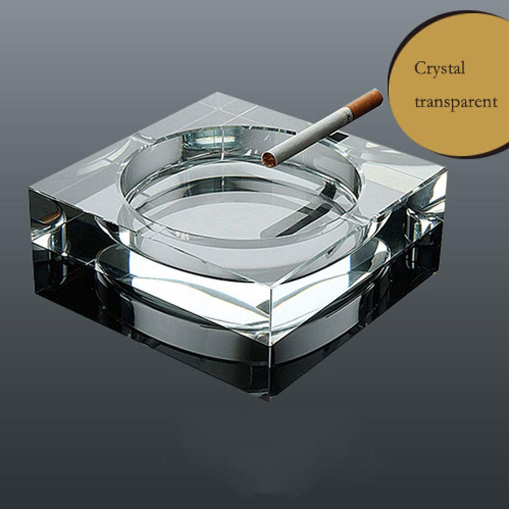 Posacenere quadrato in vetro, trasparente, decorativo, per interni ed esterni, 9 cm, piccolo posacenere per casa e ufficio, design creativo