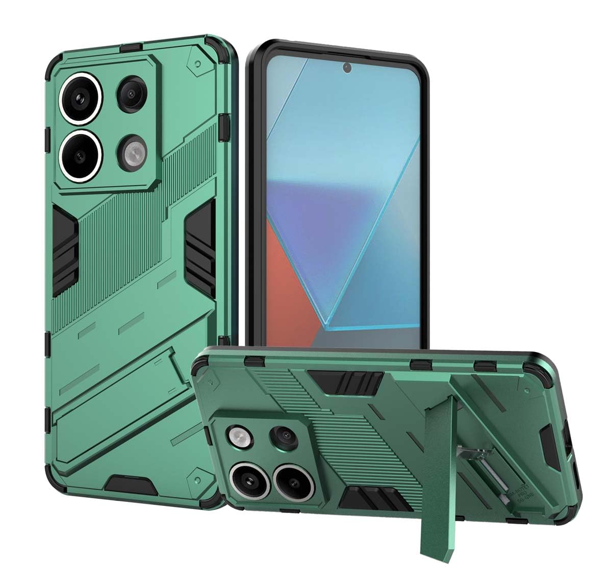 PEIYE Cover Per Xiaomi Redmi Note 13 Pro 4G | Custodia Armor Antiurto Con Supporto | Blu | Silicone Morbido E PC Rigido - 3